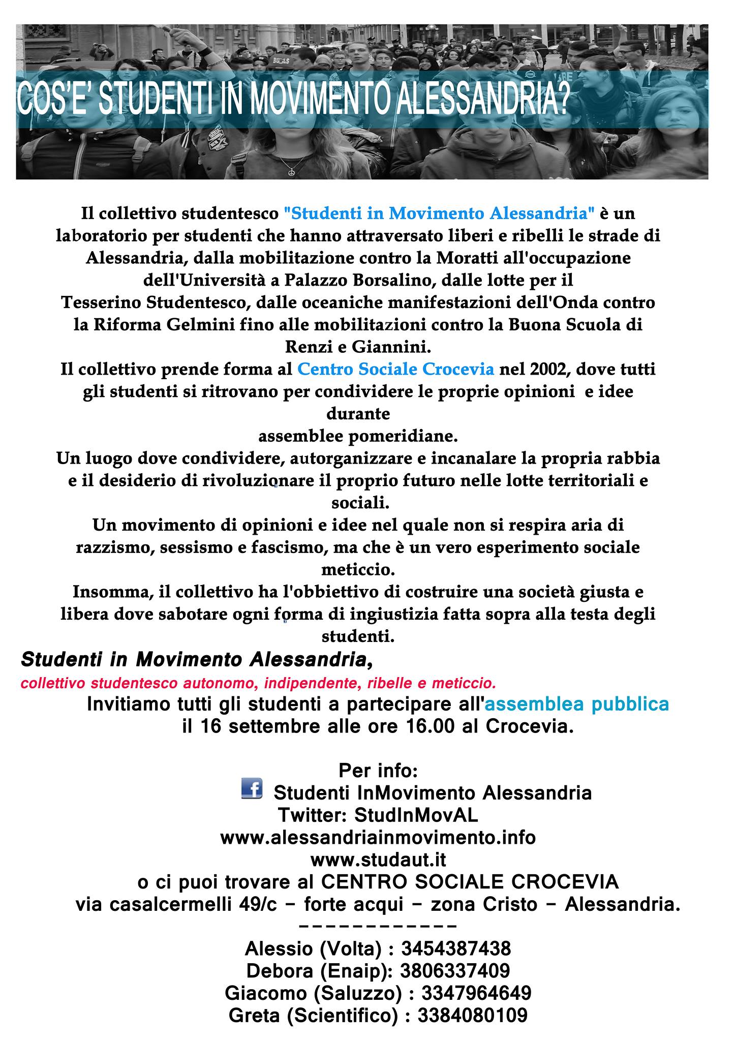 Nella foto - Laboratorio Sociale Alessandria