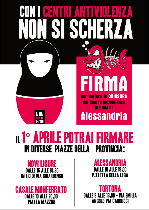 Sabato 1 Aprile inizia la raccolta firme contro la chiusura del centro antiviolenza Me.dea
