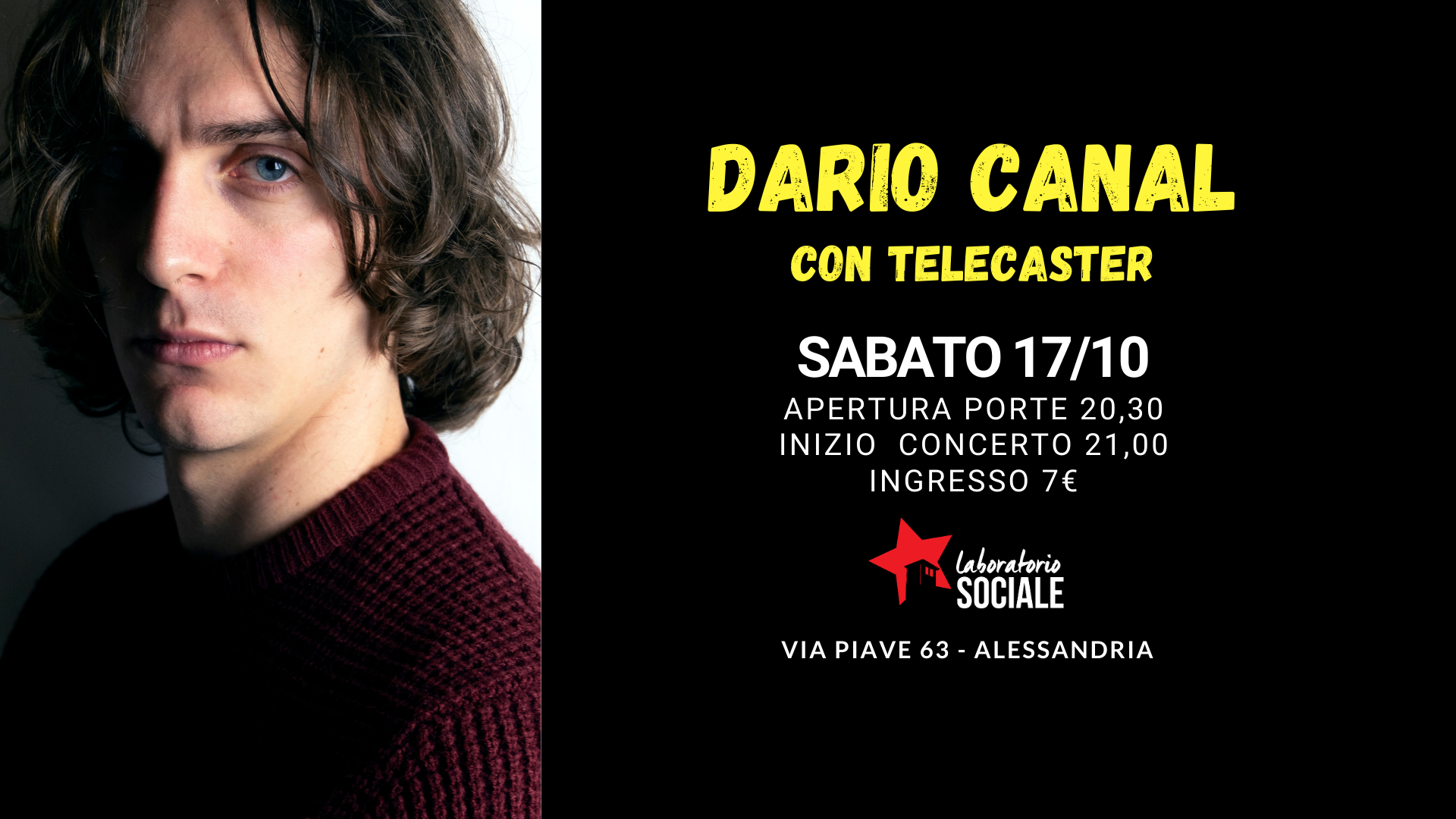 Sabato 17 ottobre, Dario Canal e la sua Telecaster