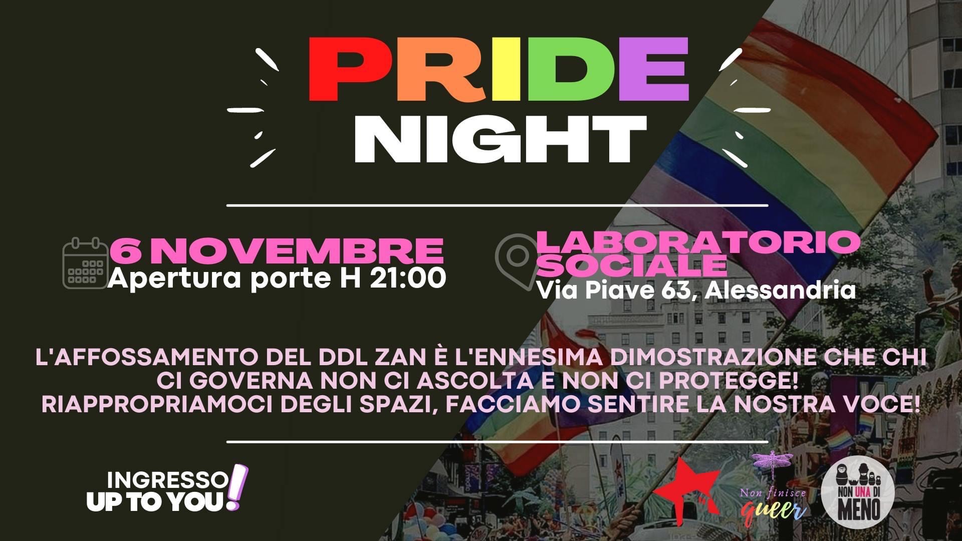 Sabato 6 novembre, Pride Night con MinneVaganti